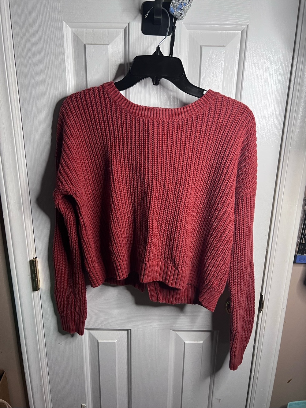 Women's Ribbed Crewneck Sweater - Rust